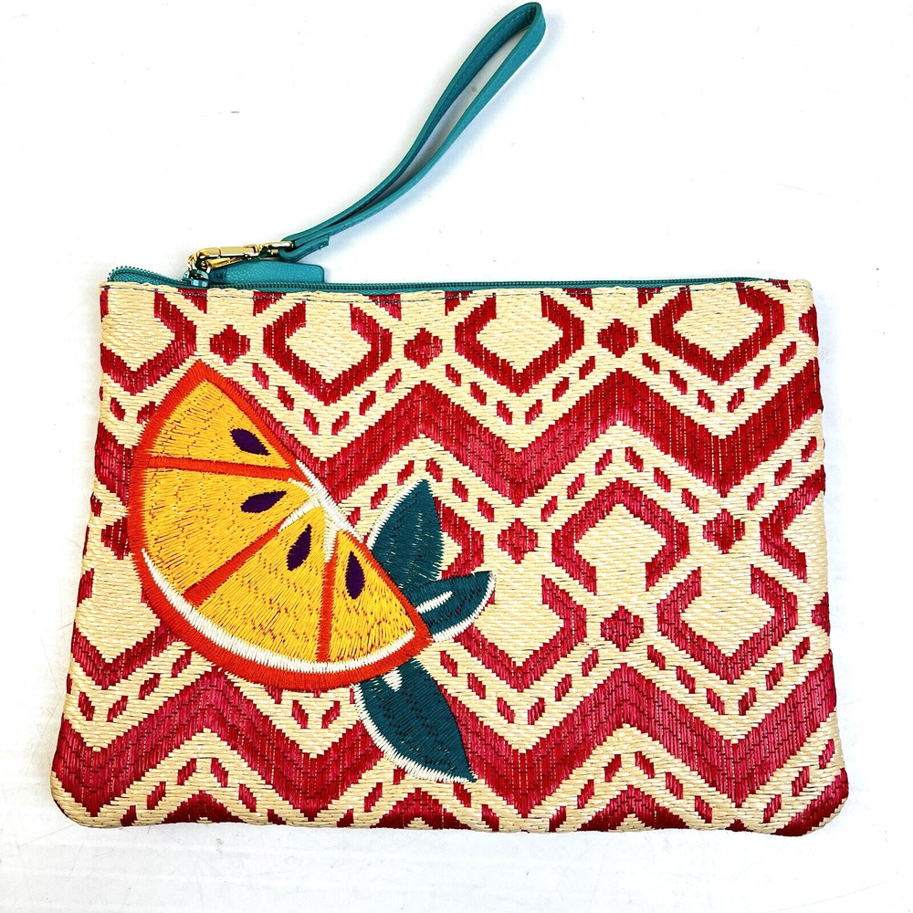 Vera Bradley Clutch Woven Orange Embroidery Summer Purse Wristlet Beach Casual - Picture 7 of 7